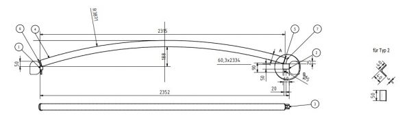 Dachspriegel Typ 2 einseitig drehbar für Bahncontainer Art.Nr. 24596